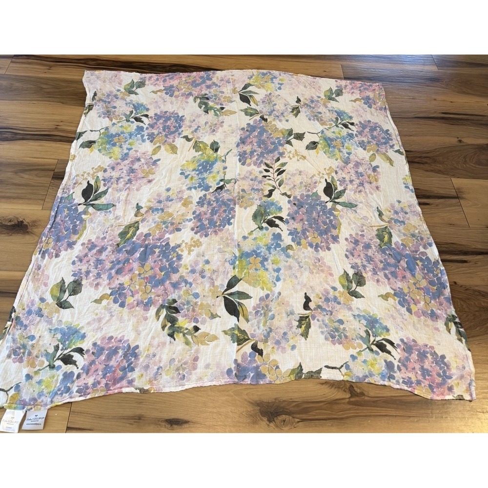 Loulou Lollipop Hydrangea Floral Bamboo Muslin Swaddle Blanket Lovey 44"